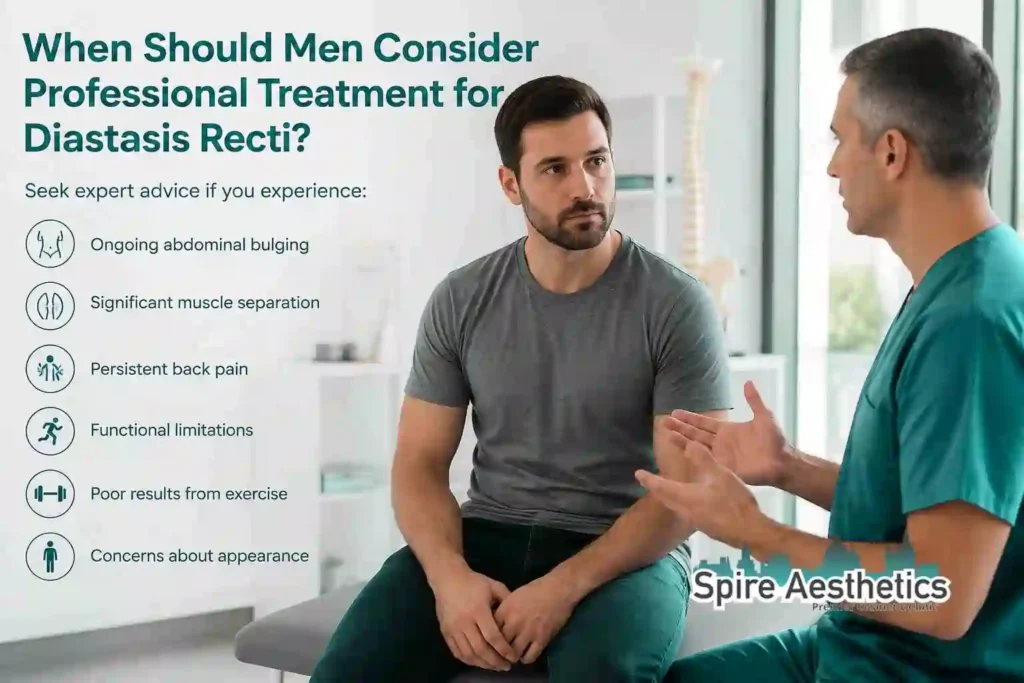 When Should Men Consider Professional Treatment for Diastasis Recti Harlow?